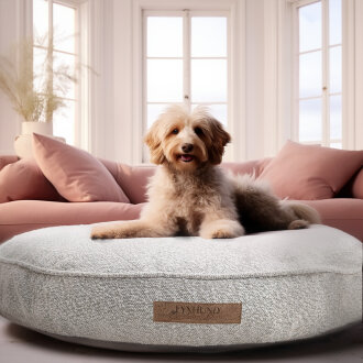 hyggelig designer bed bouclé champagner