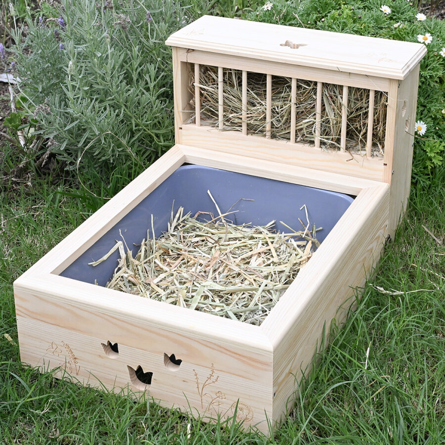 Kaninchentoilette mit Raufe "butterfly" natur