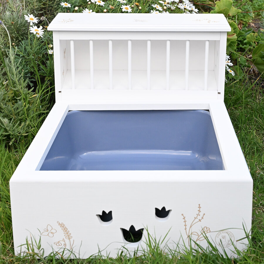 Kaninchentoilette mit Raufe "butterfly" weiß