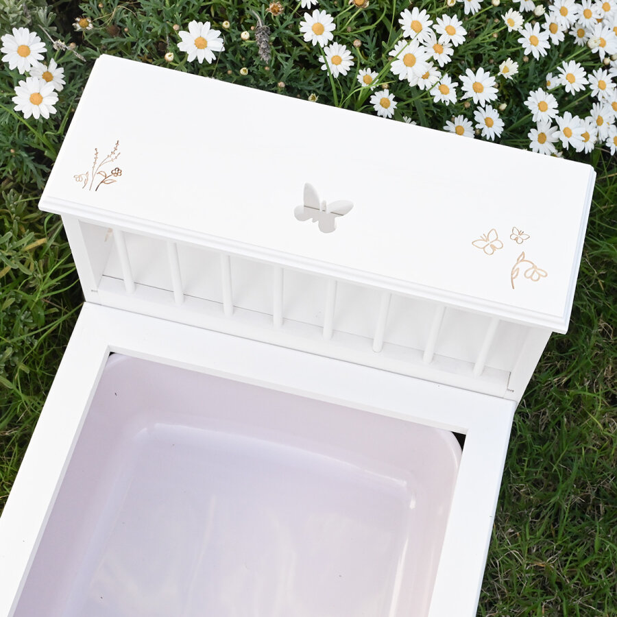 Kaninchentoilette mit Raufe "butterfly" weiß