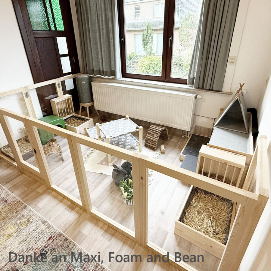 Holzgehege Plexiglas natur